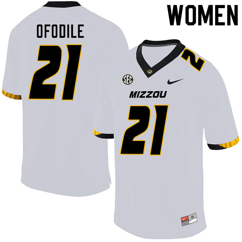 Women #21 Alex Ofodile Missouri Tigers College Football Jerseys Sale-White - Click Image to Close